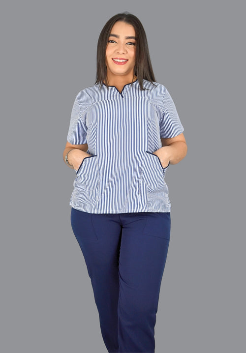 Conjunto Pampas Rayas Azul Oscuro