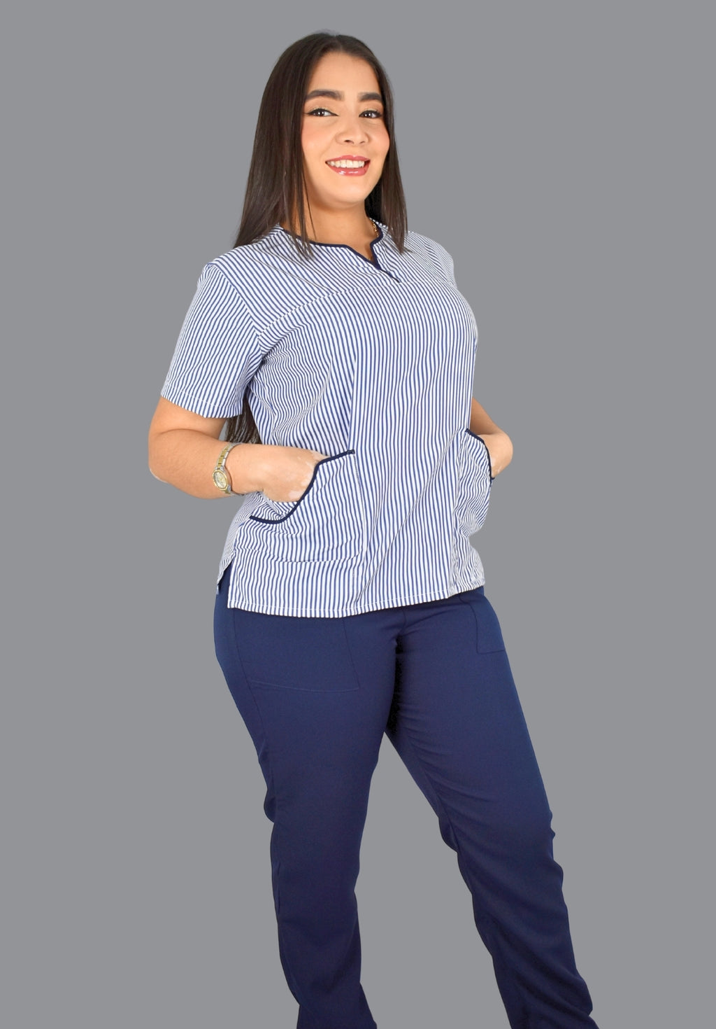 Conjunto Pampas Rayas Azul Oscuro