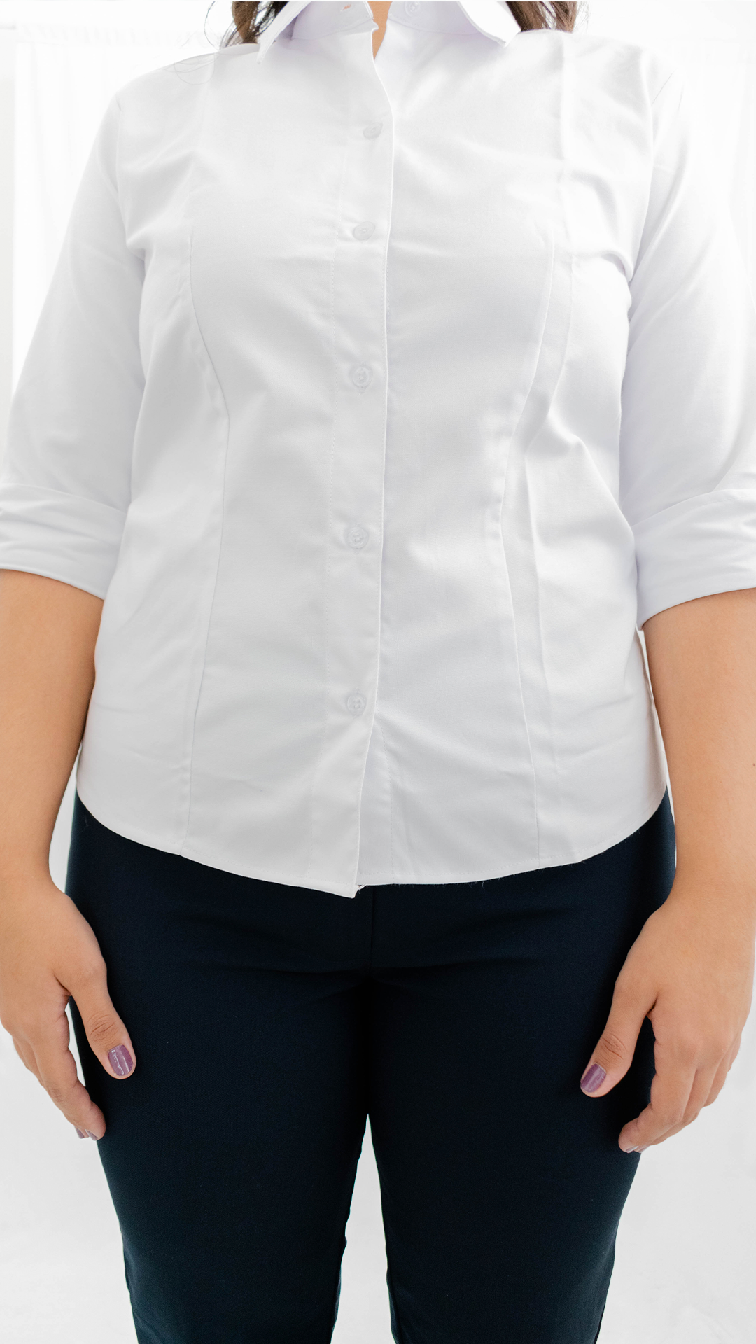 Camisa Oxford Dama Manga 3/4