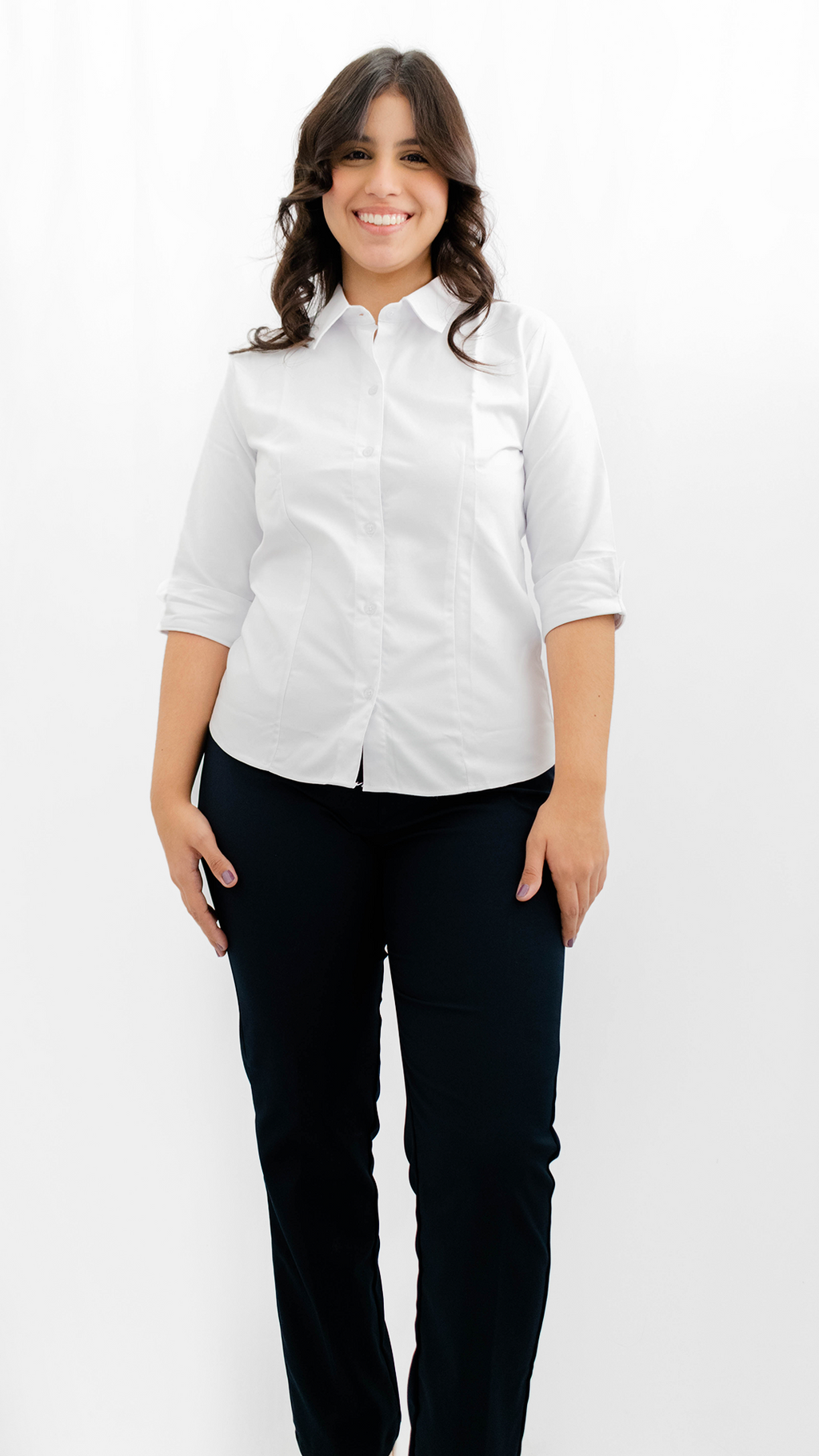 Camisa Oxford Dama Manga 3/4