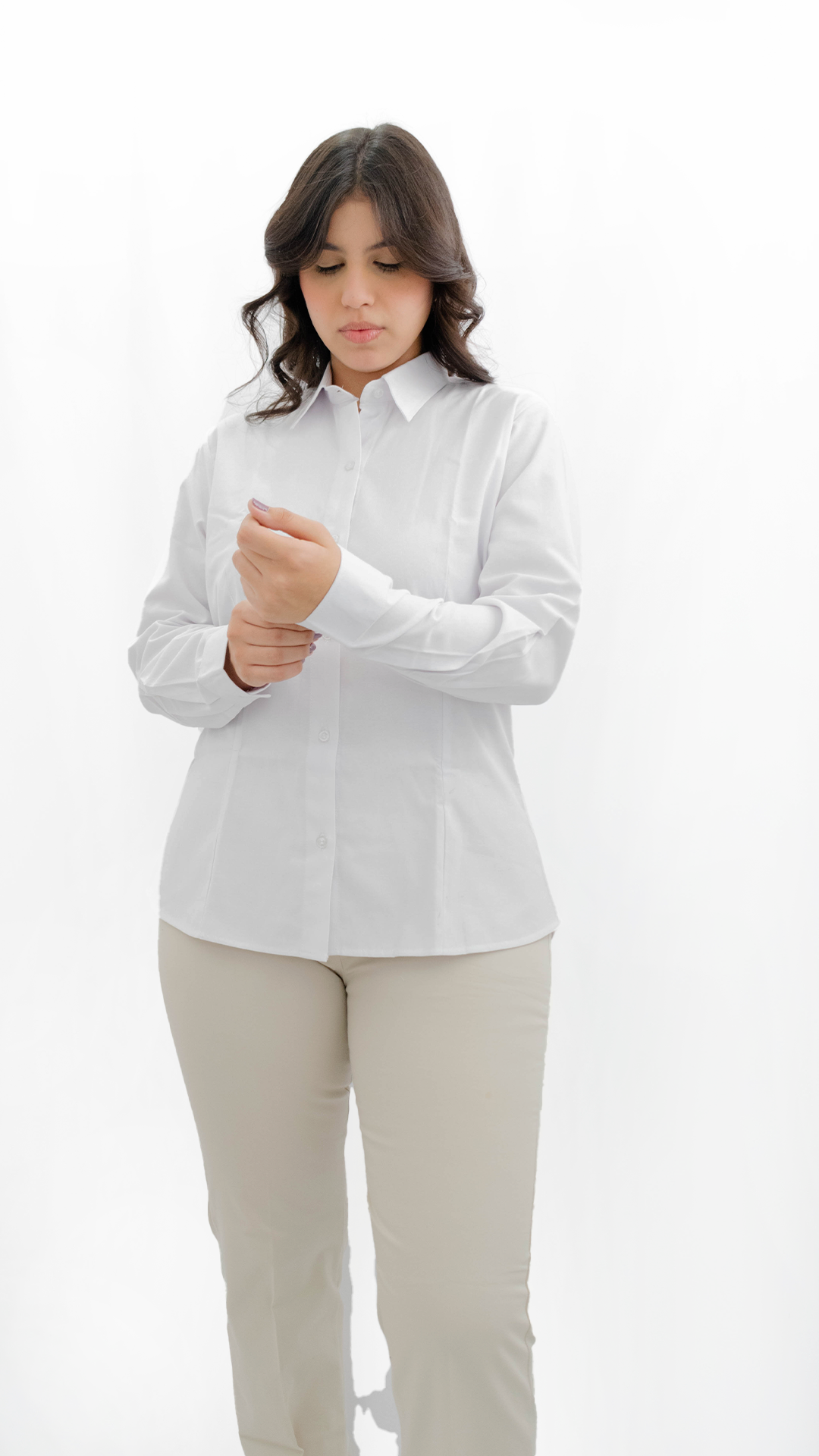 Camisa Oxford Dama Manga Larga