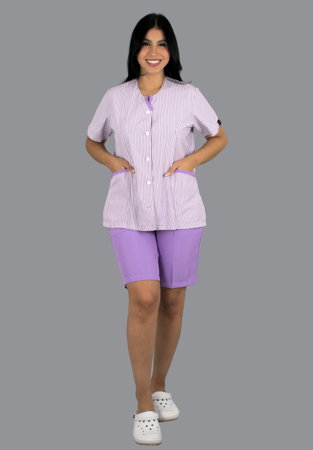 Conjunto Pampas Rayas Lilas