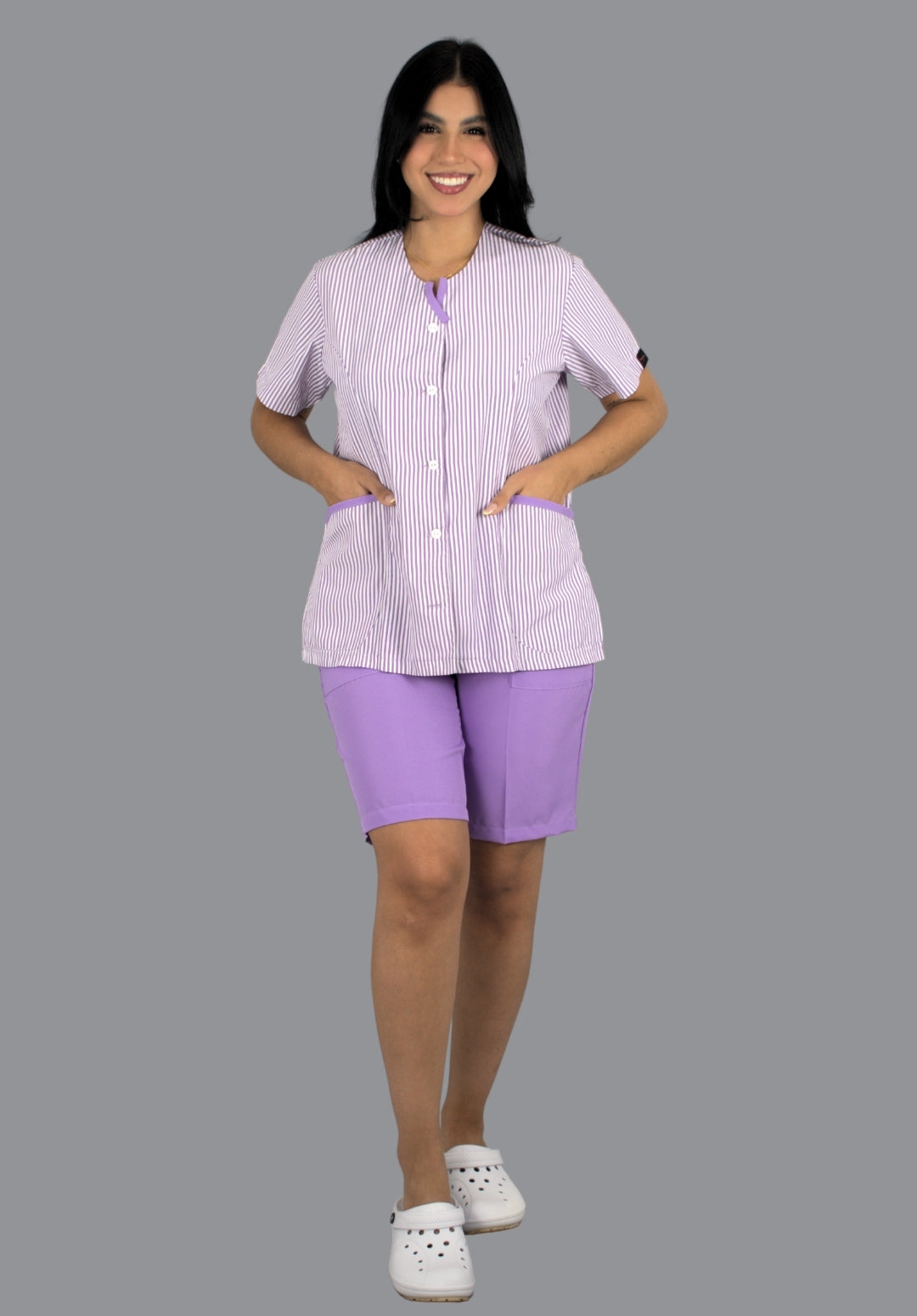 Conjunto Pampas Rayas Lilas