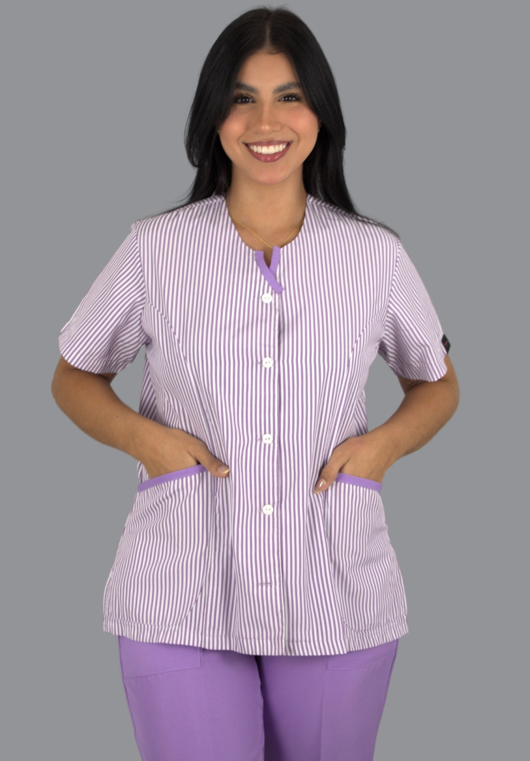 Conjunto Pampas Rayas Lilas