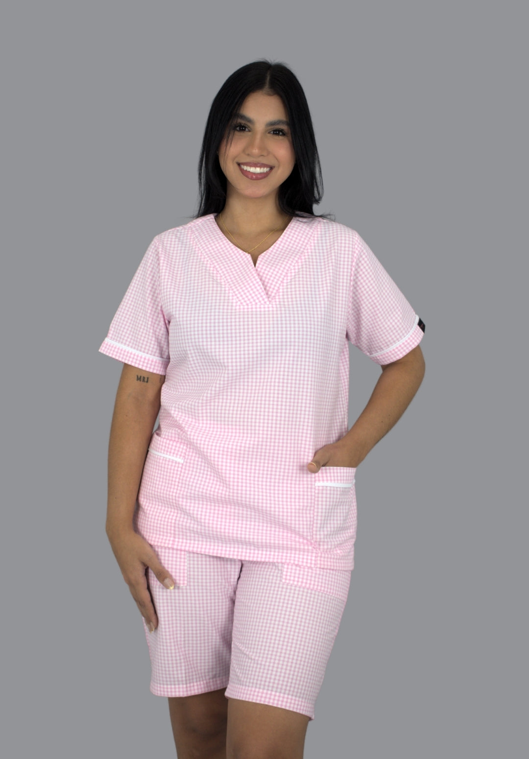 Conjunto Oxford Cuadros Rosados