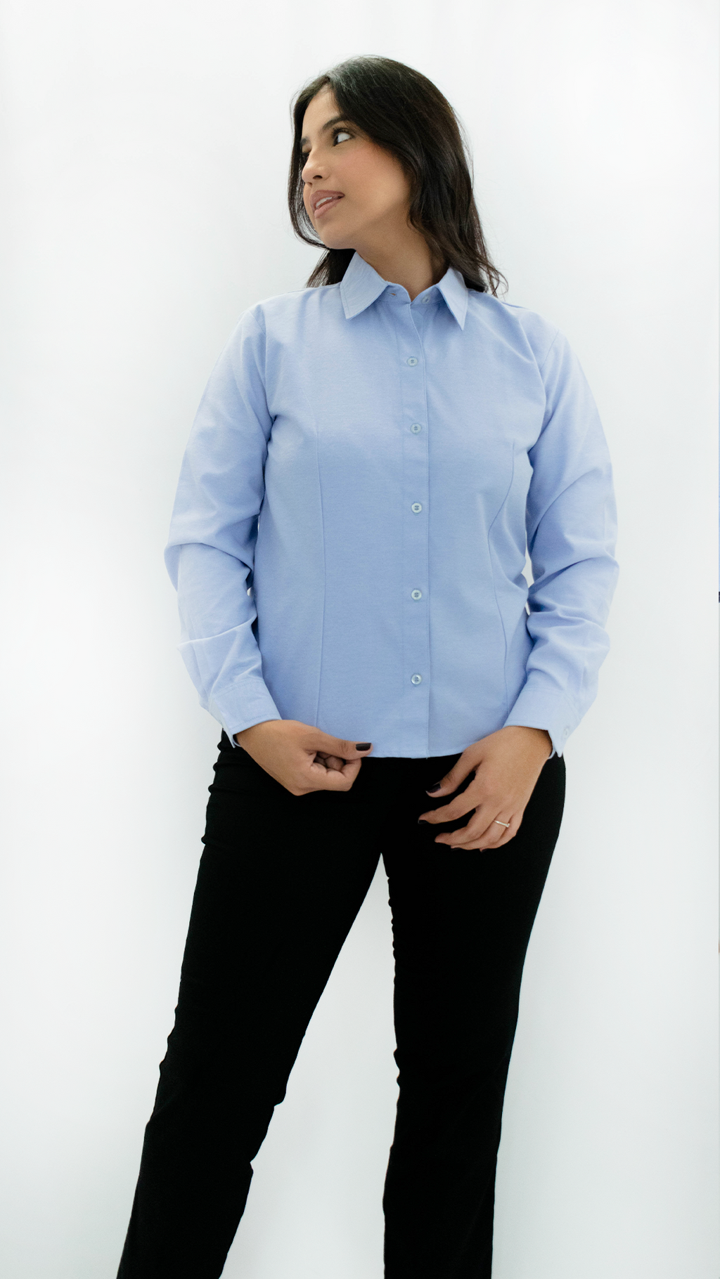 Camisa Oxford Dama Manga Larga