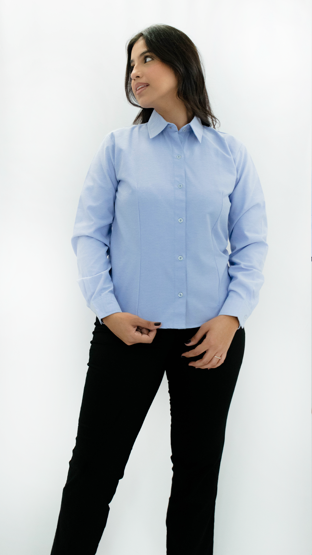 Camisa Oxford Dama Manga Larga