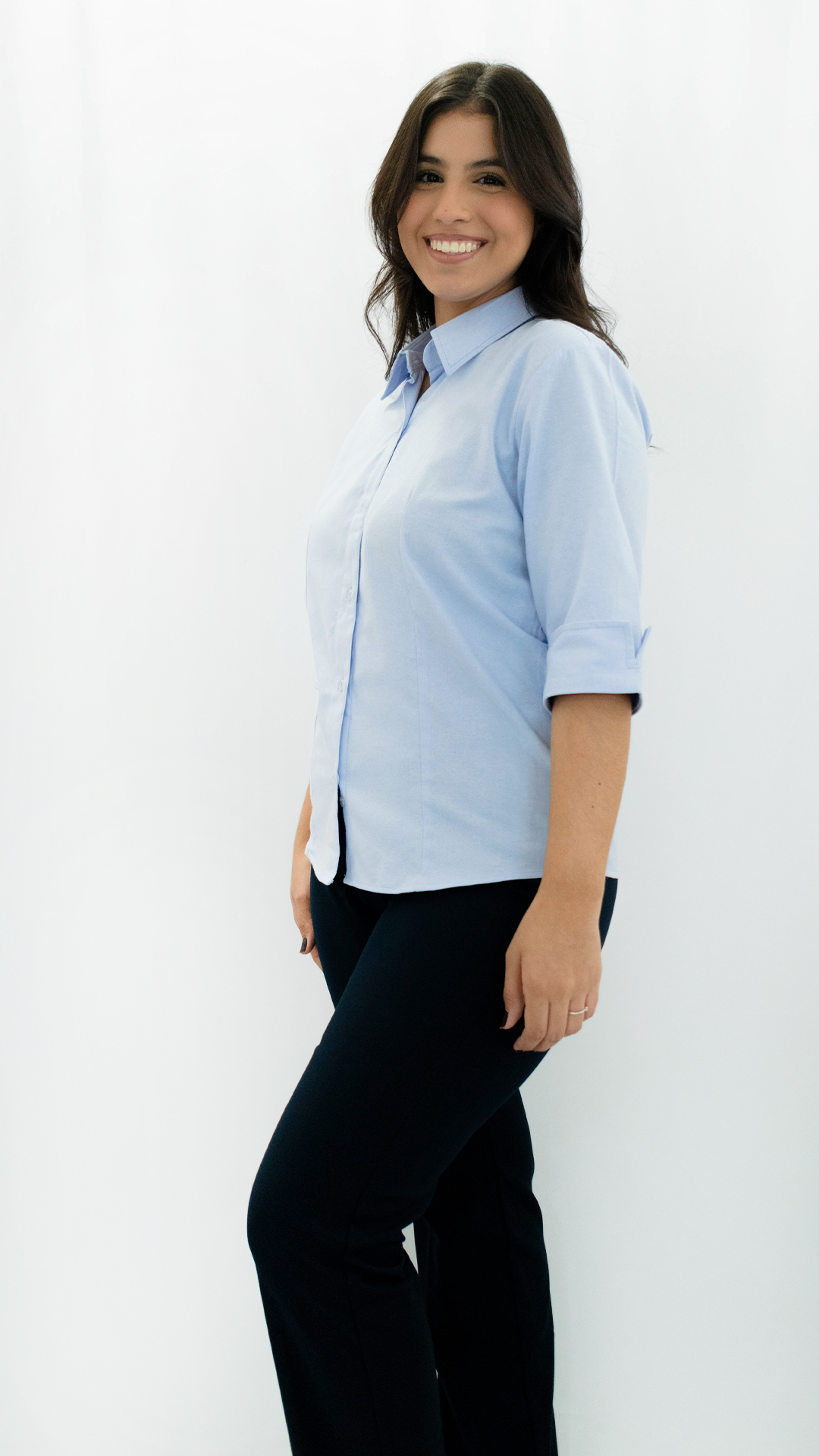 Camisa Oxford Dama Manga 3/4