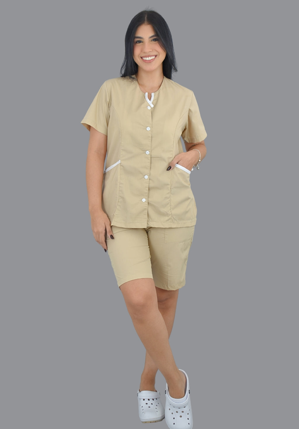 Conjunto Bermuda Popelina Caqui