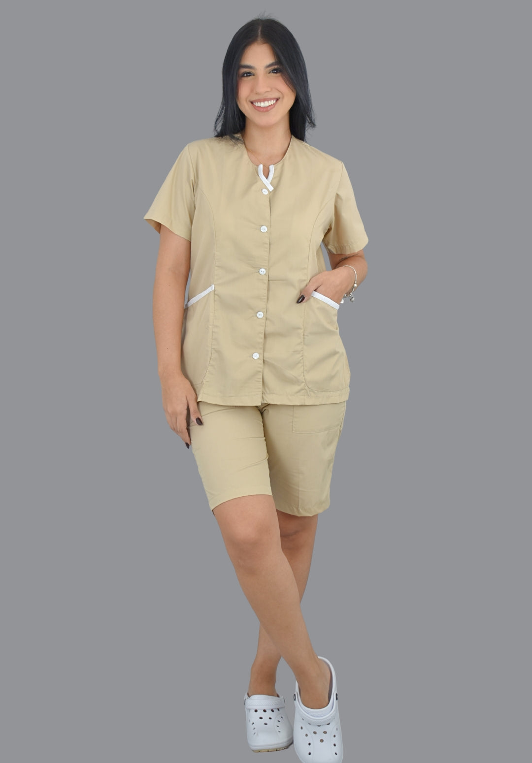 Conjunto Bermuda Popelina Caqui