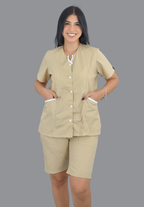 Conjunto Bermuda Popelina Caqui