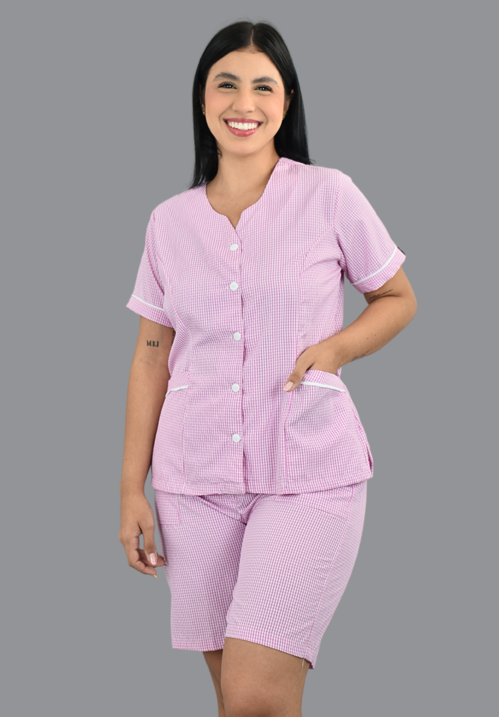 Conjunto Socker cuadros Rosados