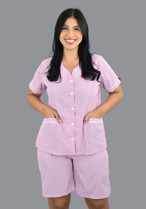Conjunto Socker cuadros Rosados