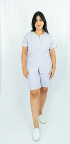 Oxford Rayas Morado de botones