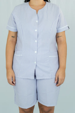 Oxford Rayas Morado de botones