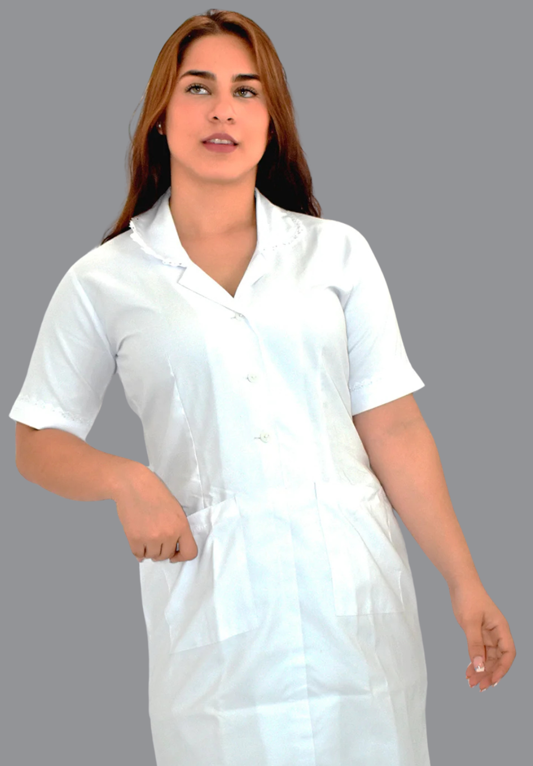 Vestido Oxford Blanco con Letín