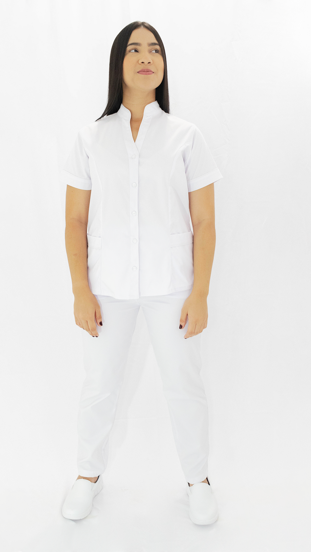 Lino Stretch Blanco Cuello V
