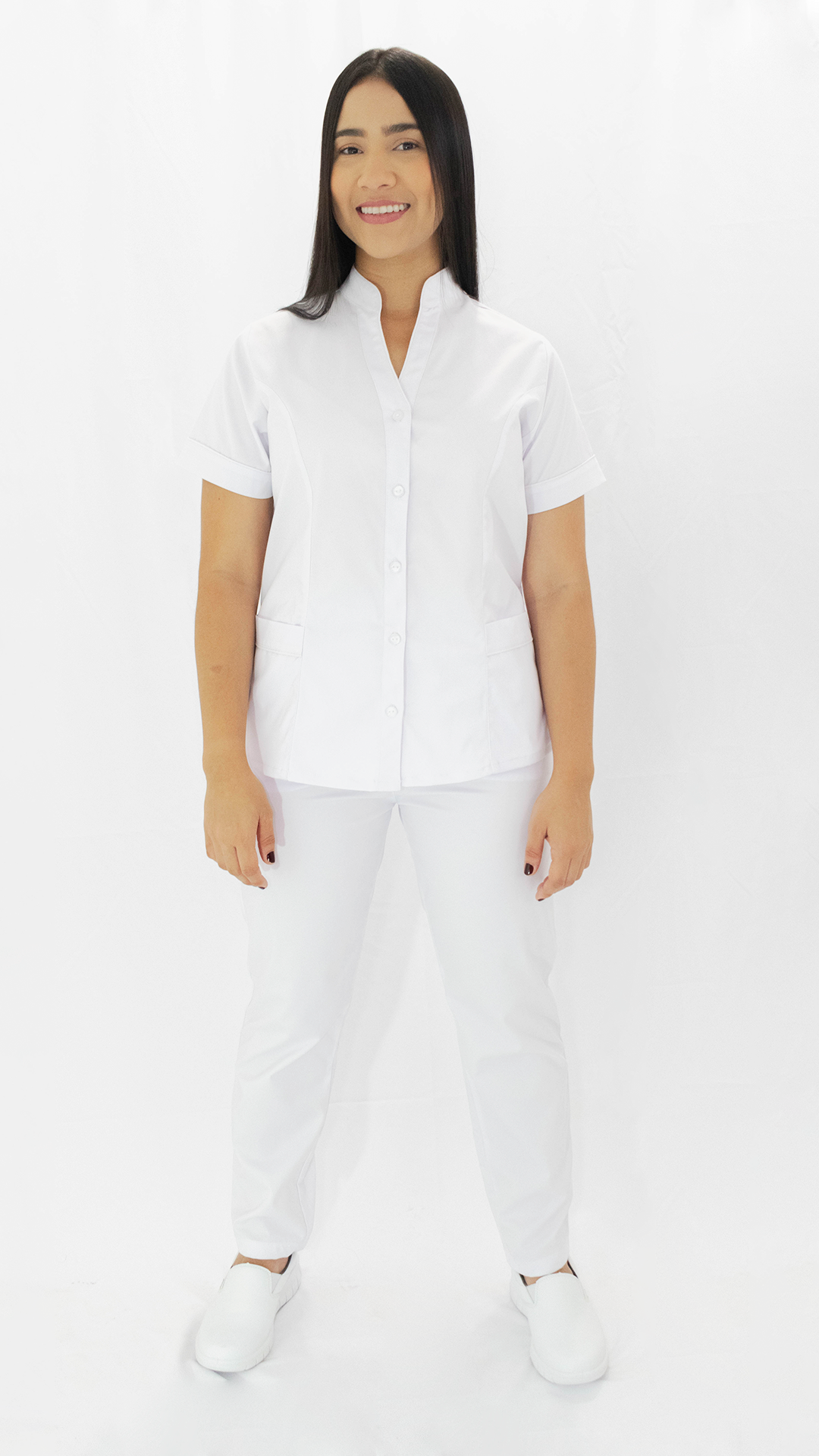 Lino Stretch Blanco Cuello V