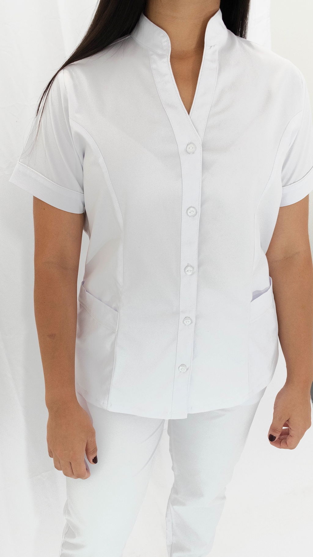 Lino Stretch Blanco Cuello V