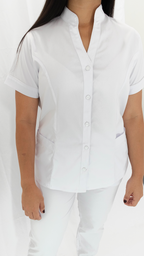 Lino Stretch Blanco Cuello V