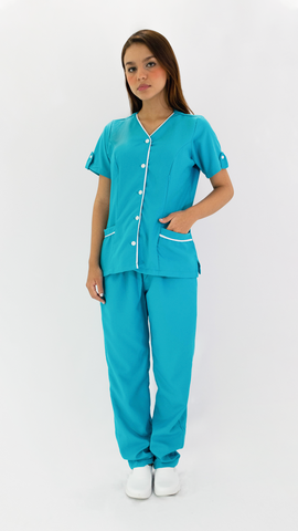Lino Stretch Aqua botones